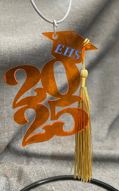 Custom Graduation Year & Hat Car Ornament - Personalized with Year, and School Colors