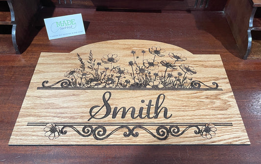 Personalized Poppies' Flower Wooden Sign - Custom Last Name Garden Decor